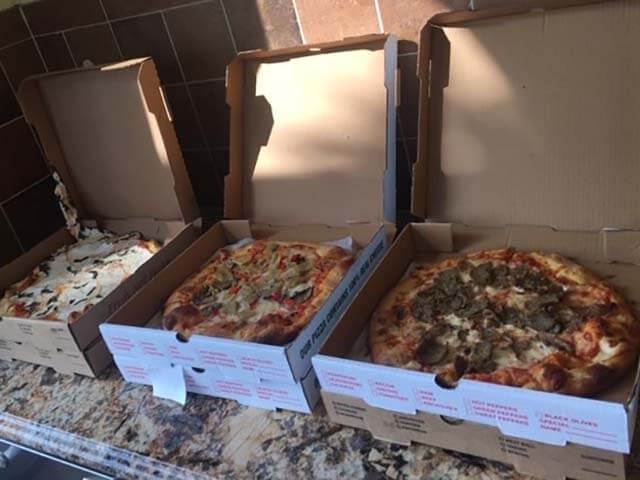 Pizza in boxes