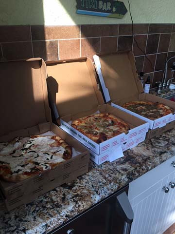 Pizza in boxes