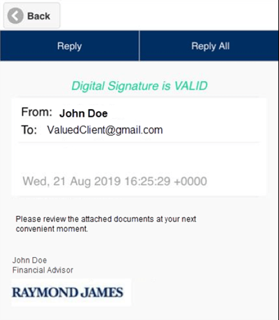Replying to a secure message screen